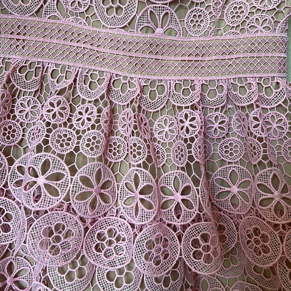 SELF-PORTRAIT | Pink mini lace dress - Picture 7 of 11